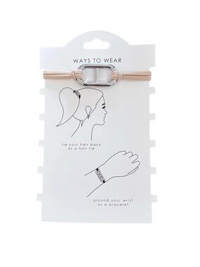 Single Silver Metal Large Flat Mariner Chain Blonde Elastic 1” Bracelet Hair Tie